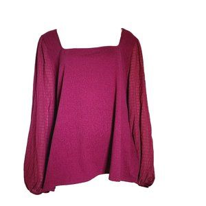 NWT AVA & VIV Solid All Purple 3/4 Sleeve Crepe Top Womens Plus Size 3X